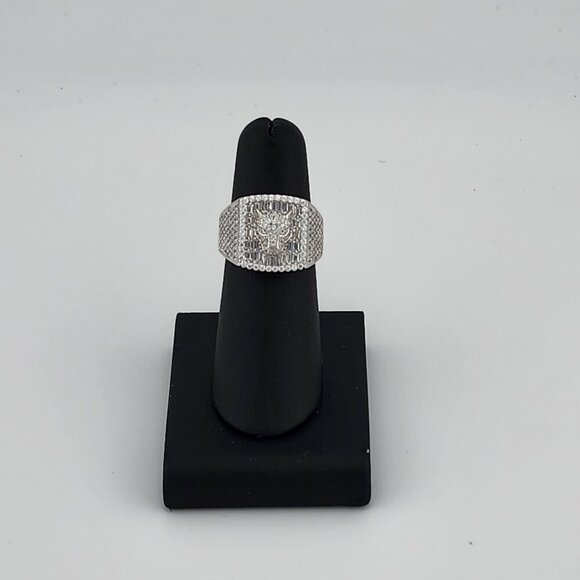 Brand New Sterling Silver 925 Leopard Face Cz Ring - Picture 1 of 7